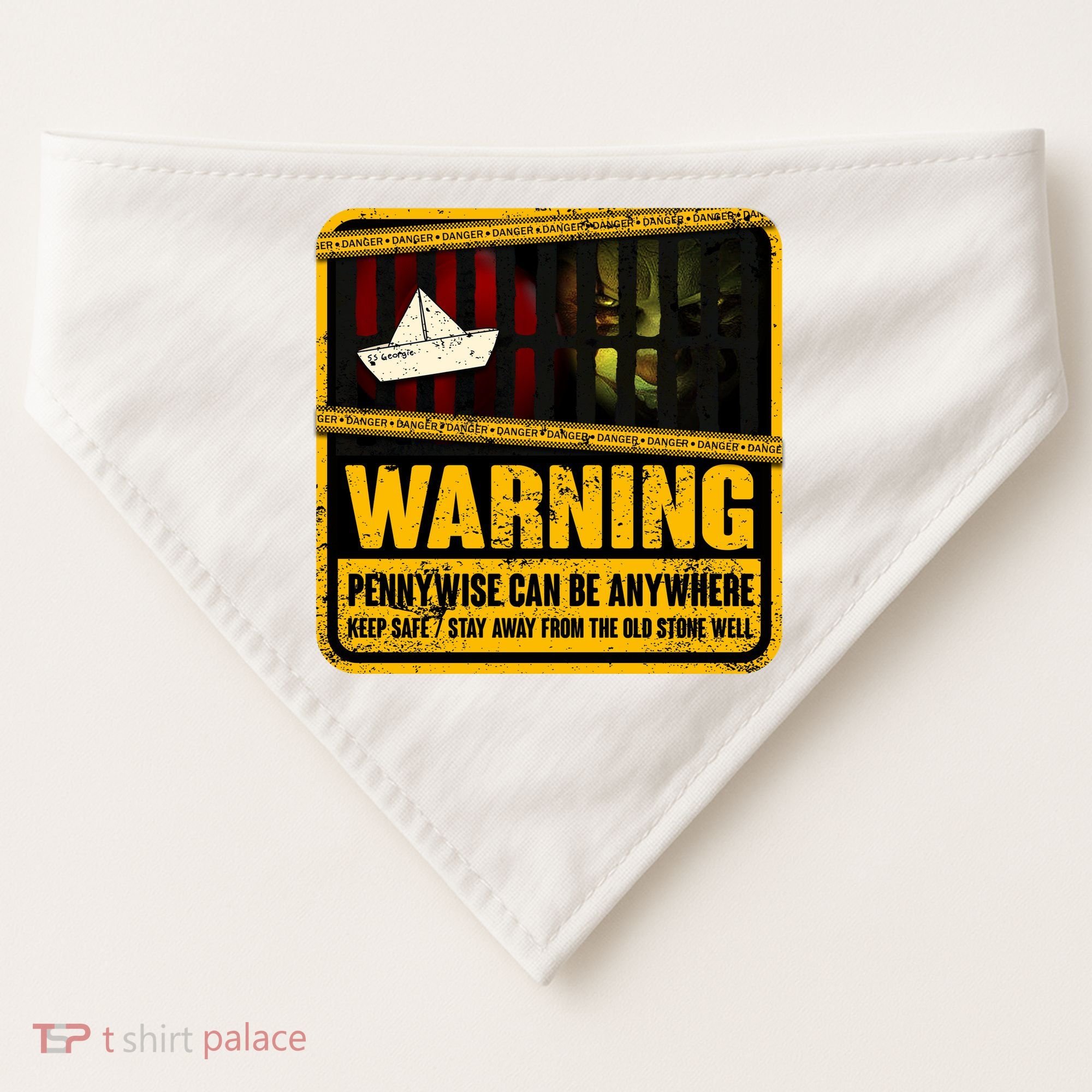 Warning Pennywise Can Be Anywhere Keep Safe Scary Horror Clown Halloween USA-Made Doggie Bandana