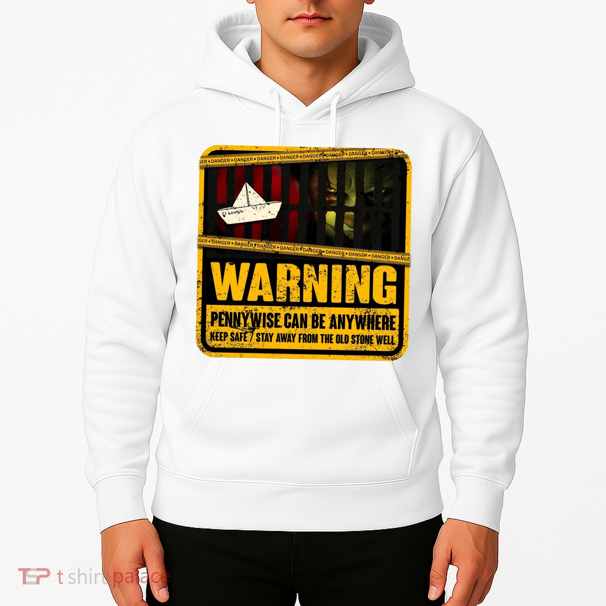 Warning Pennywise Can Be Anywhere Keep Safe Scary Horror Clown Halloween Hoodie