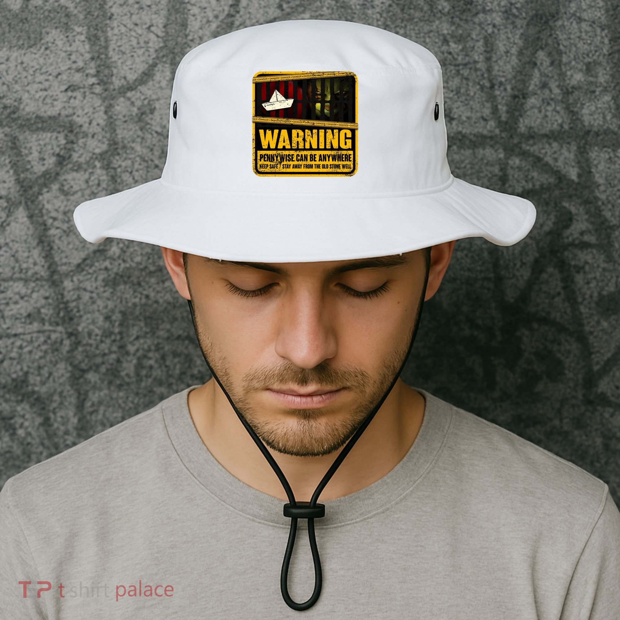 Warning Pennywise Can Be Anywhere Keep Safe Scary Horror Clown Halloween Bucket Hat
