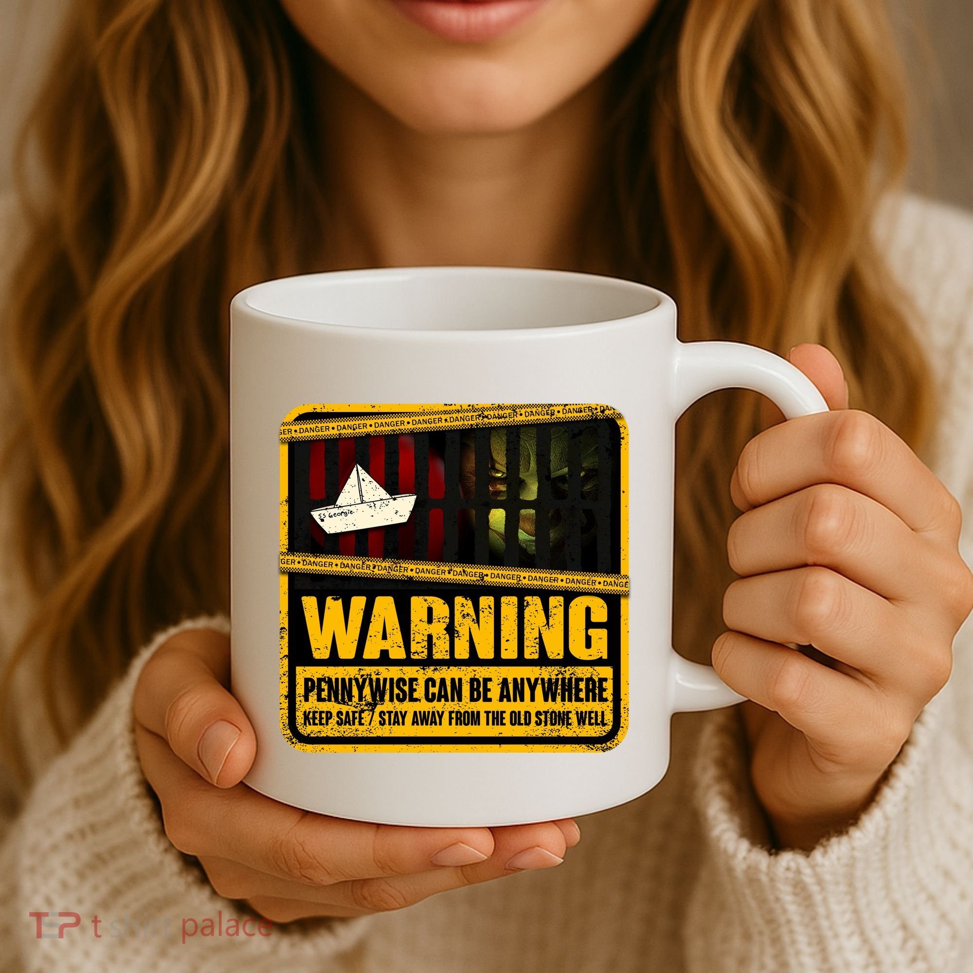 Warning Pennywise Can Be Anywhere Keep Safe Scary Horror Clown Halloween Coffee Mug