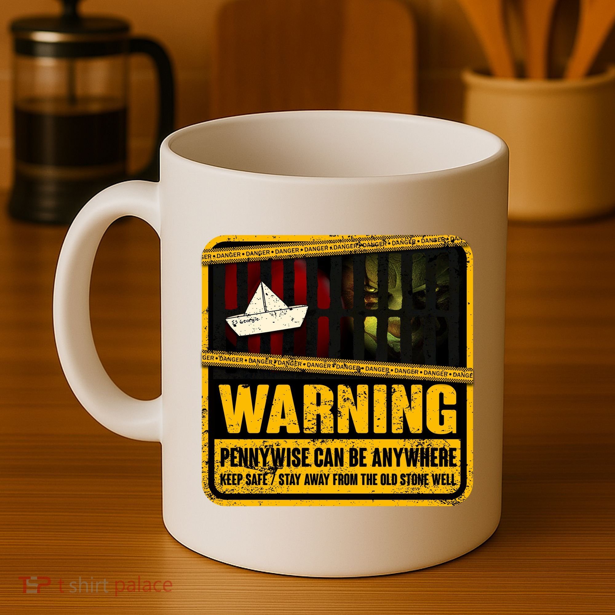 Warning Pennywise Can Be Anywhere Keep Safe Scary Horror Clown Halloween Coffee Mug