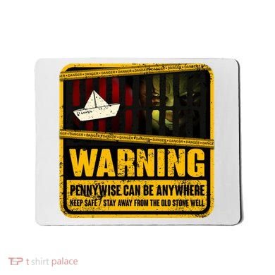 Warning Pennywise Can Be Anywhere Keep Safe Scary Horror Clown Halloween Mousepad