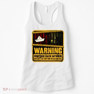 Warning Pennywise Can Be Anywhere Keep Safe Scary Horror Clown Halloween Women's Tank Top