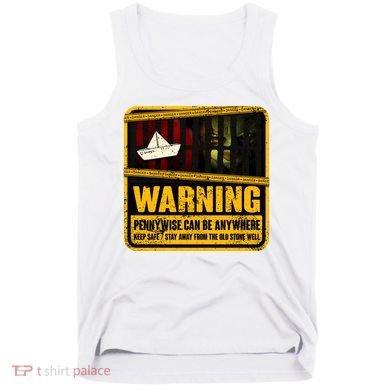 Warning Pennywise Can Be Anywhere Keep Safe Scary Horror Clown Halloween Tank Top