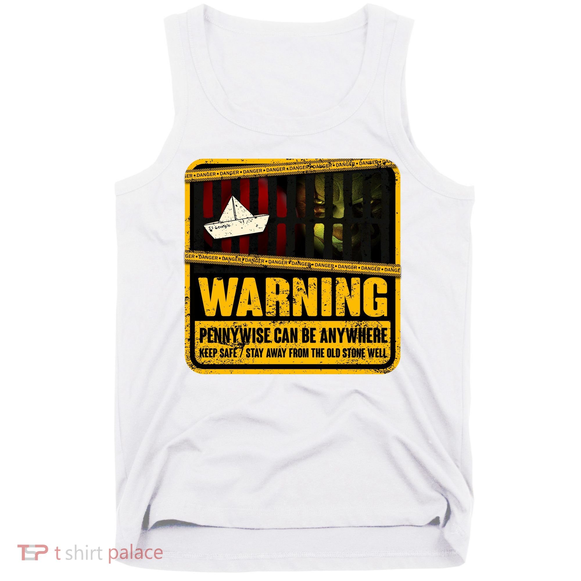 Warning Pennywise Can Be Anywhere Keep Safe Scary Horror Clown Halloween Tank Top