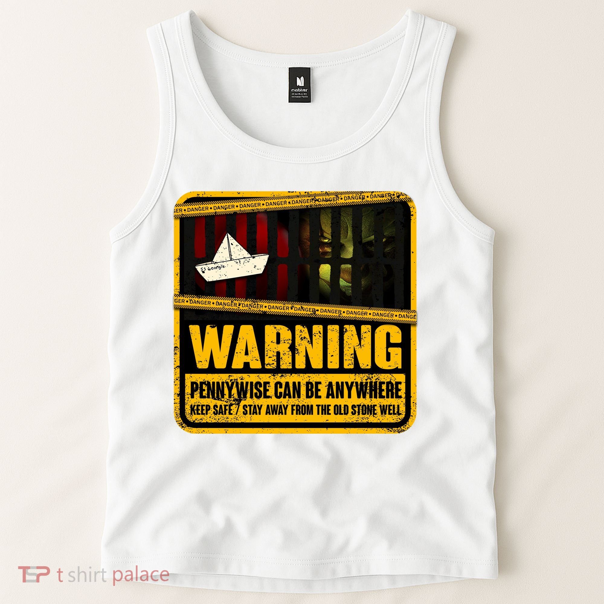 Warning Pennywise Can Be Anywhere Keep Safe Scary Horror Clown Halloween Tank Top