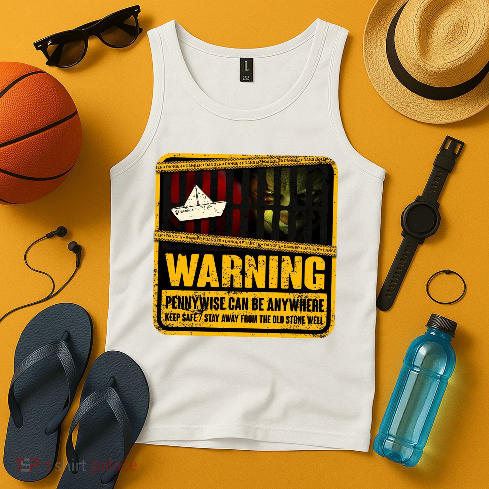 Warning Pennywise Can Be Anywhere Keep Safe Scary Horror Clown Halloween Tank Top