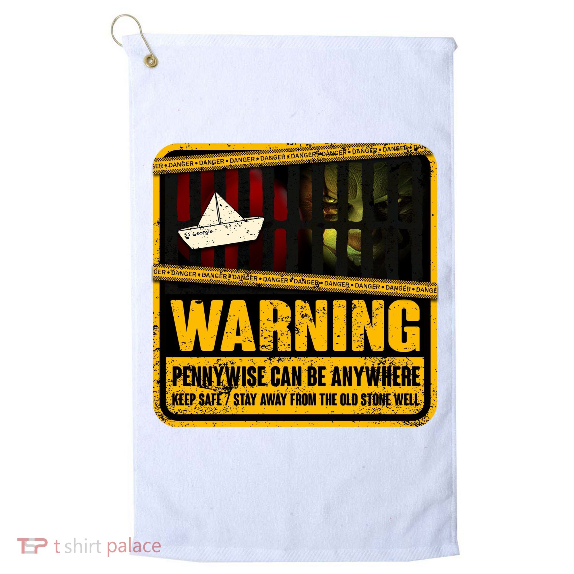 Warning Pennywise Can Be Anywhere Keep Safe Scary Horror Clown Halloween Golf Towel