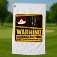 Warning Pennywise Can Be Anywhere Keep Safe Scary Horror Clown Halloween Golf Towel thumb 1