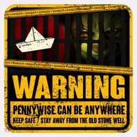 Warning Pennywise Can Be Anywhere Keep Safe Scary Horror Clown Halloween Golf Towel thumb 3