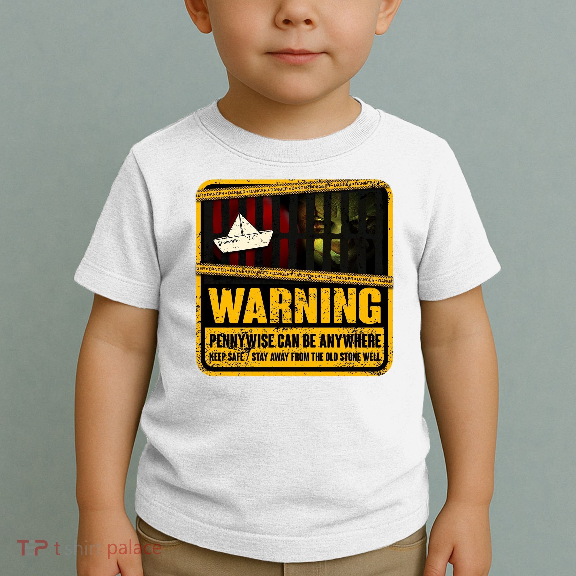 Warning Pennywise Can Be Anywhere Keep Safe Scary Horror Clown Halloween Toddler T-Shirt