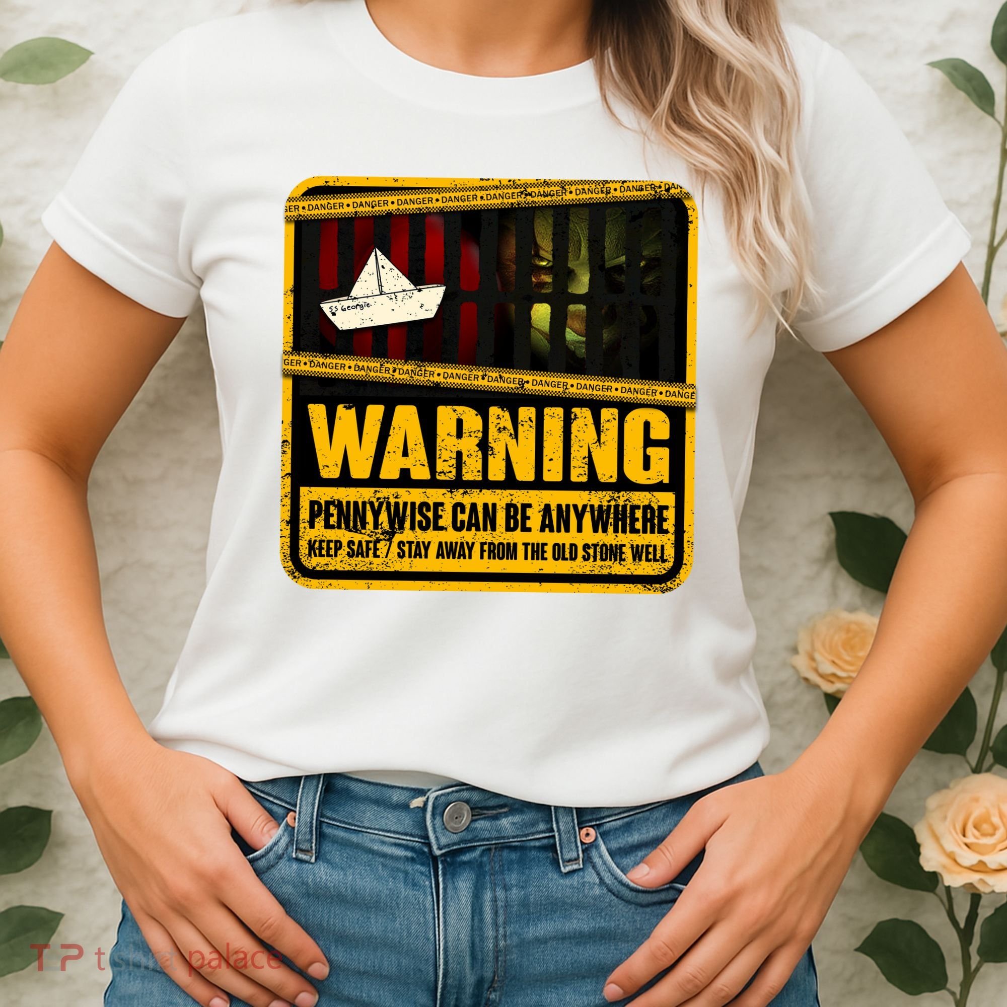 Warning Pennywise Can Be Anywhere Keep Safe Scary Horror Clown Halloween Women's T-Shirt
