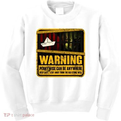 Warning Pennywise Can Be Anywhere Keep Safe Scary Horror Clown Halloween Kids Sweatshirt
