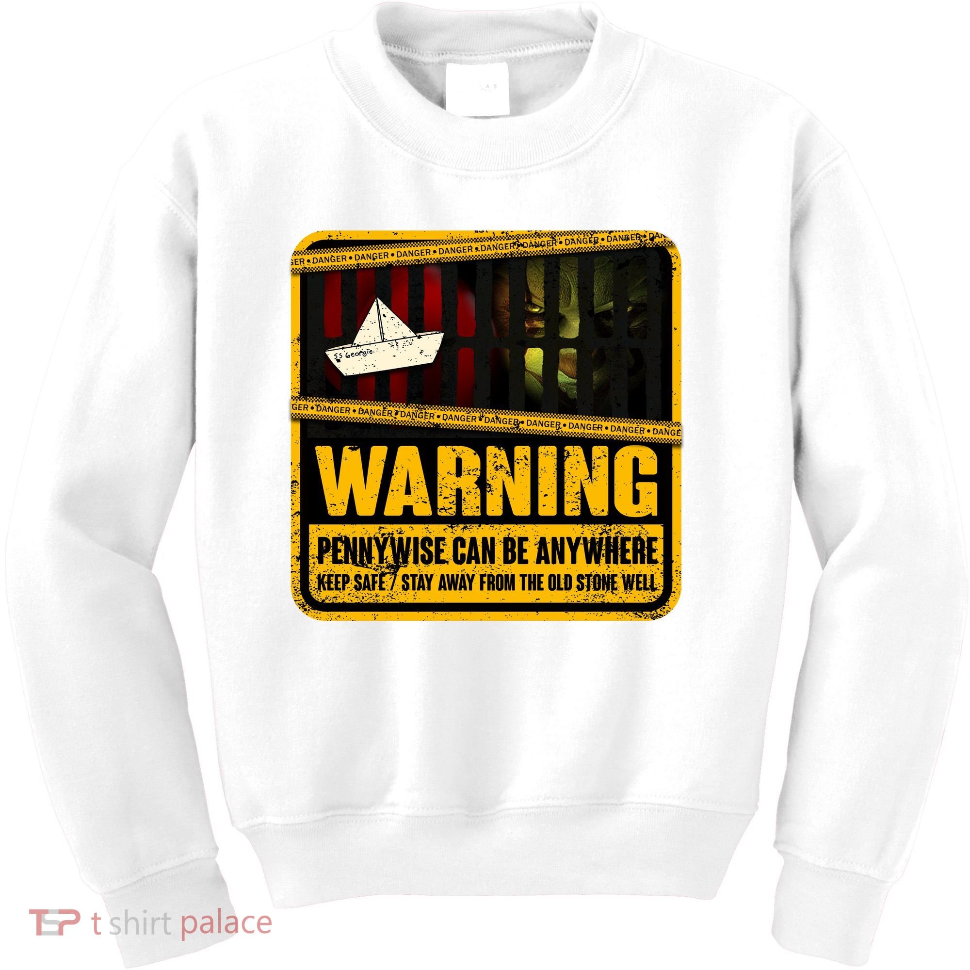Warning Pennywise Can Be Anywhere Keep Safe Scary Horror Clown Halloween Kids Sweatshirt