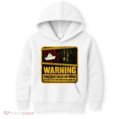 Warning Pennywise Can Be Anywhere Keep Safe Scary Horror Clown Halloween Kids Hoodie