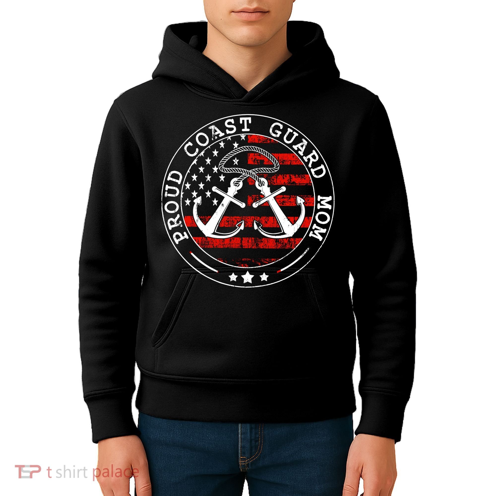 Wo Proud Coast Guard Mom Us Military Mothers Day Wo Kids Hoodie