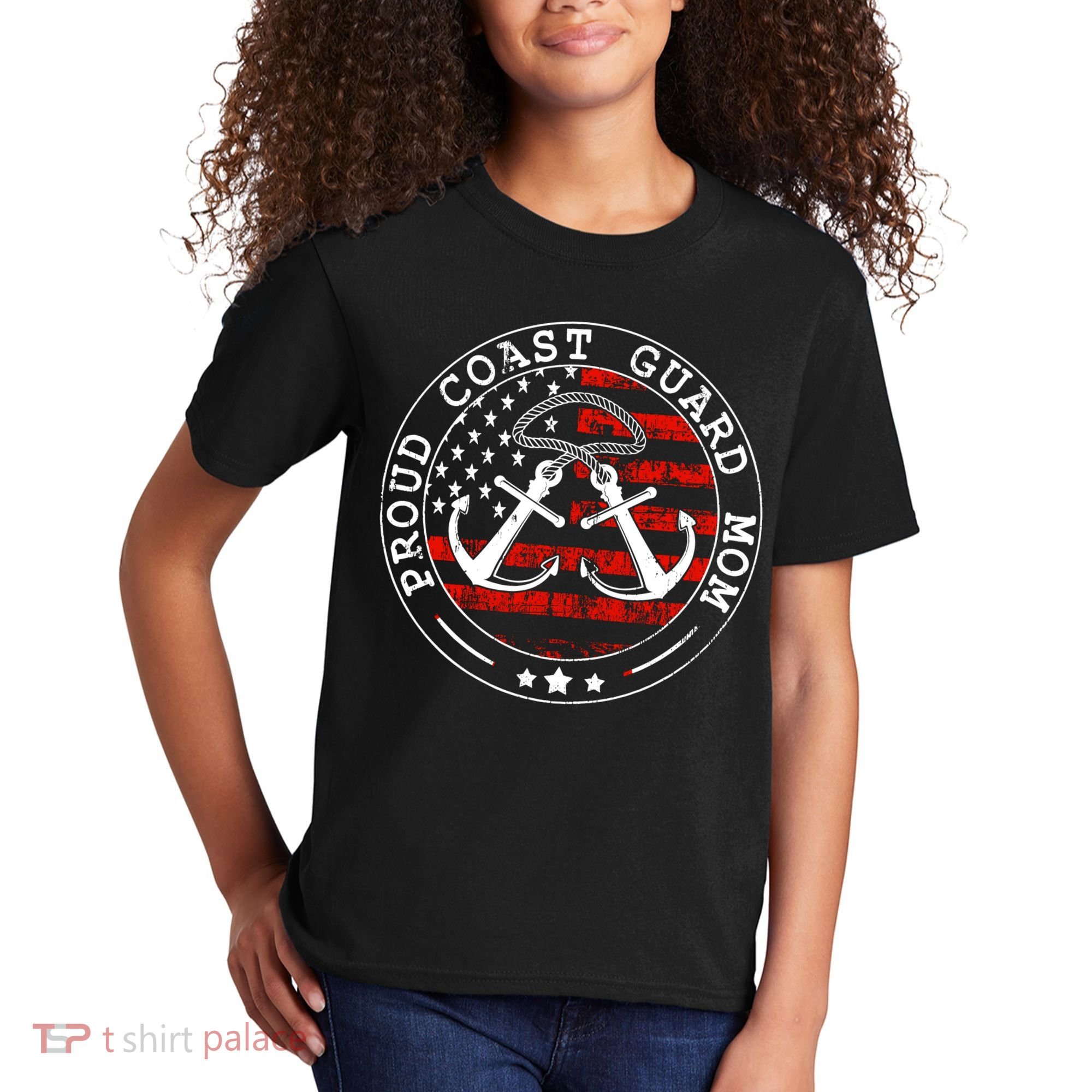 Wo Proud Coast Guard Mom Us Military Mothers Day Wo Kids T-Shirt