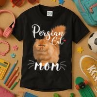 Womens Persian Cat Mom Female Cat Owner Persian Kitty Kids T-Shirt thumb 3