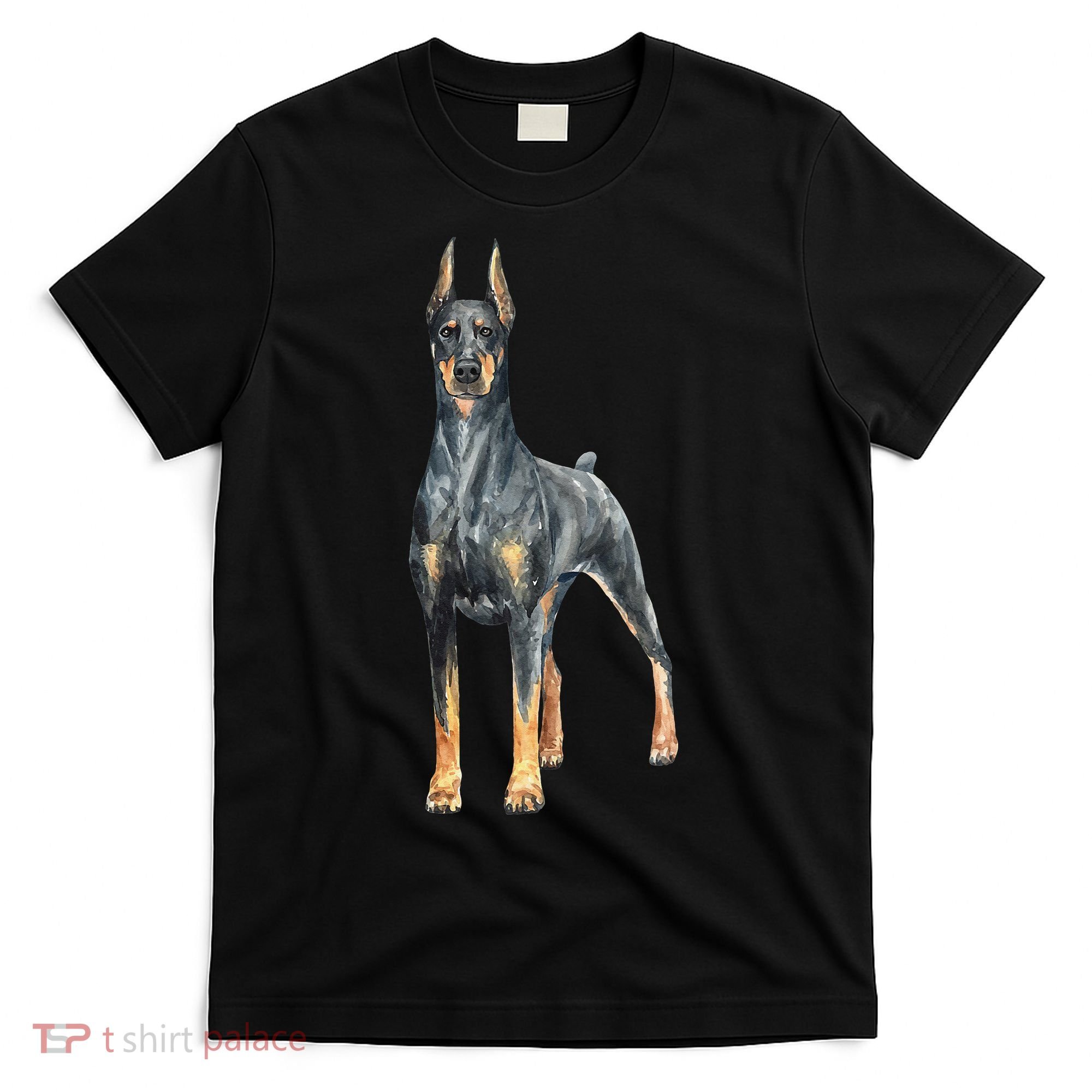 Watercolor Portrait Doberman Pinscher For Dog Owners T-Shirt