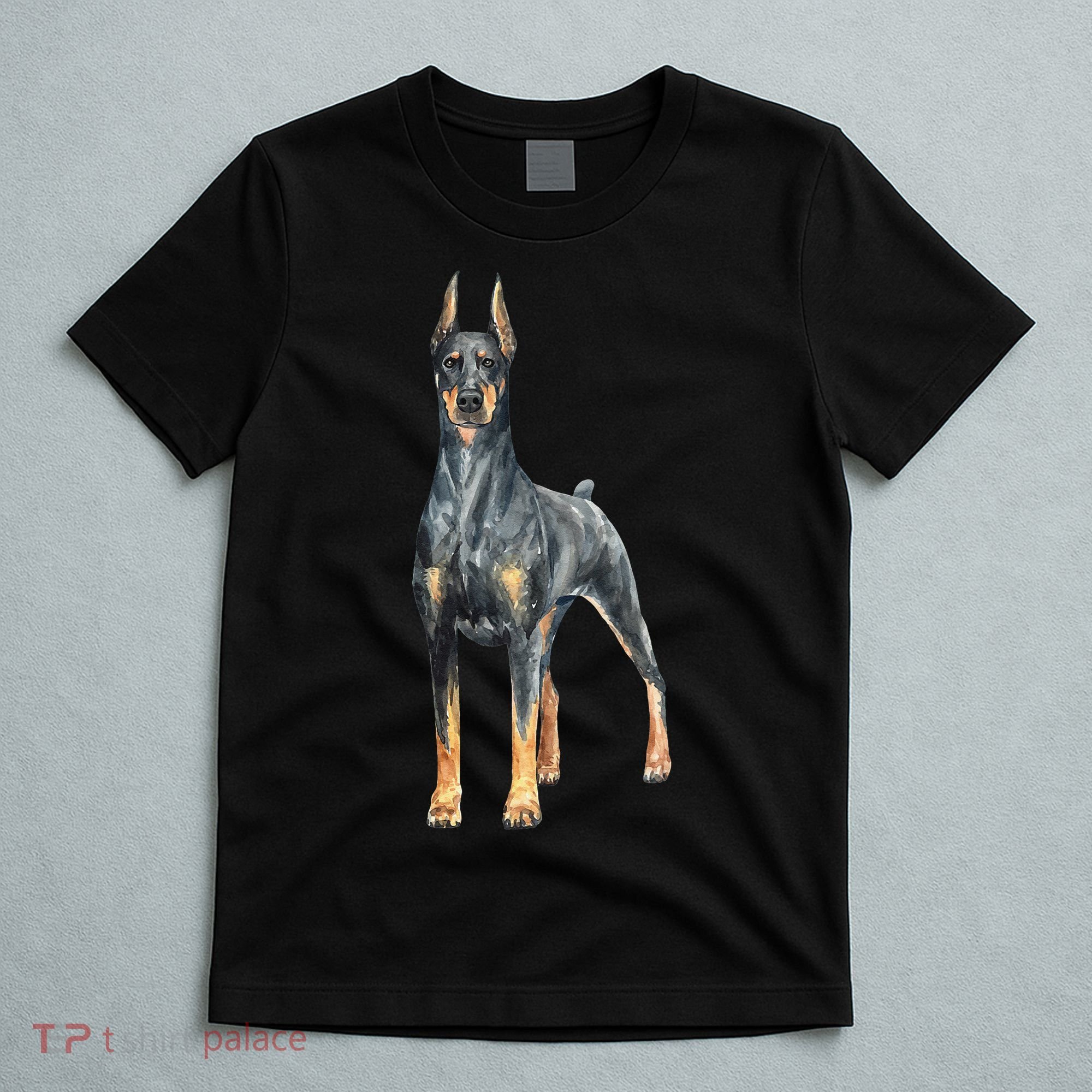 Watercolor Portrait Doberman Pinscher For Dog Owners T-Shirt