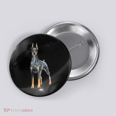 Watercolor Portrait Doberman Pinscher For Dog Owners Button