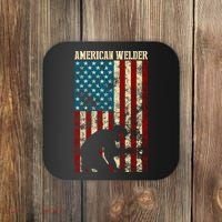 Welding Patriotic Distressed Usa American Flag Gift Welder Gift Coaster thumb 0