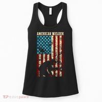 Welding Patriotic Distressed Usa American Flag Gift Welder Gift Women's Tank Top thumb 0