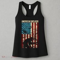 Welding Patriotic Distressed Usa American Flag Gift Welder Gift Women's Tank Top thumb 3