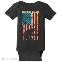 Welding Patriotic Distressed Usa American Flag Gift Welder Gift Baby Bodysuit thumb 0