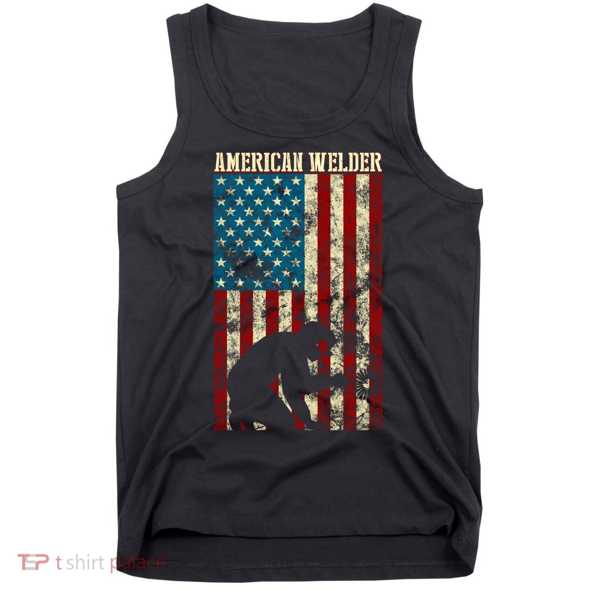Welding Patriotic Distressed Usa American Flag Gift Welder Gift Tank Top