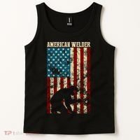 Welding Patriotic Distressed Usa American Flag Gift Welder Gift Tank Top thumb 2