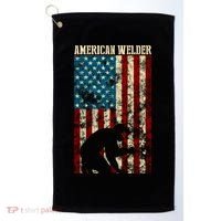 Welding Patriotic Distressed Usa American Flag Gift Welder Gift Golf Towel thumb 0