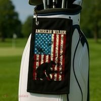 Welding Patriotic Distressed Usa American Flag Gift Welder Gift Golf Towel thumb 2
