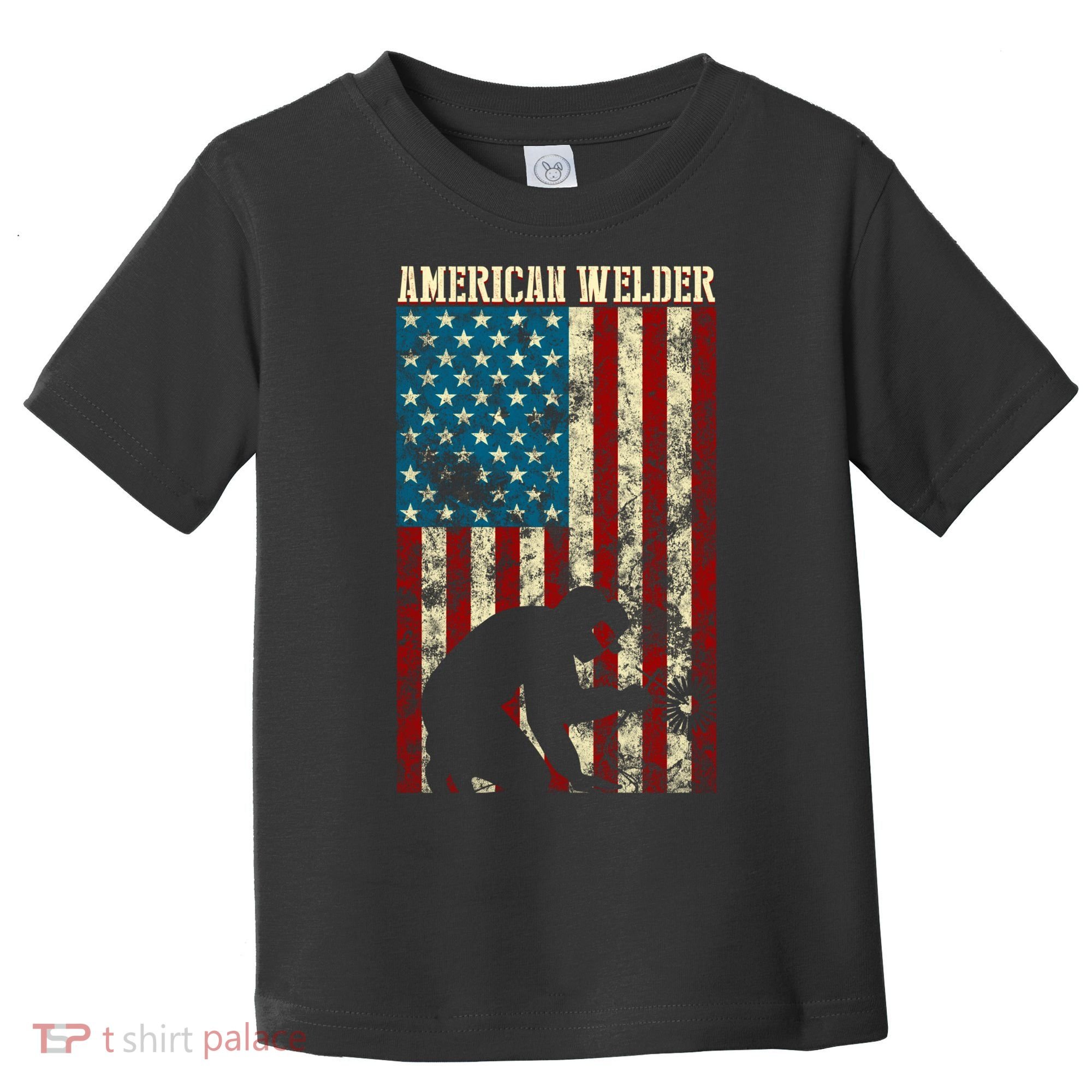 Welding Patriotic Distressed Usa American Flag Gift Welder Gift Toddler T-Shirt