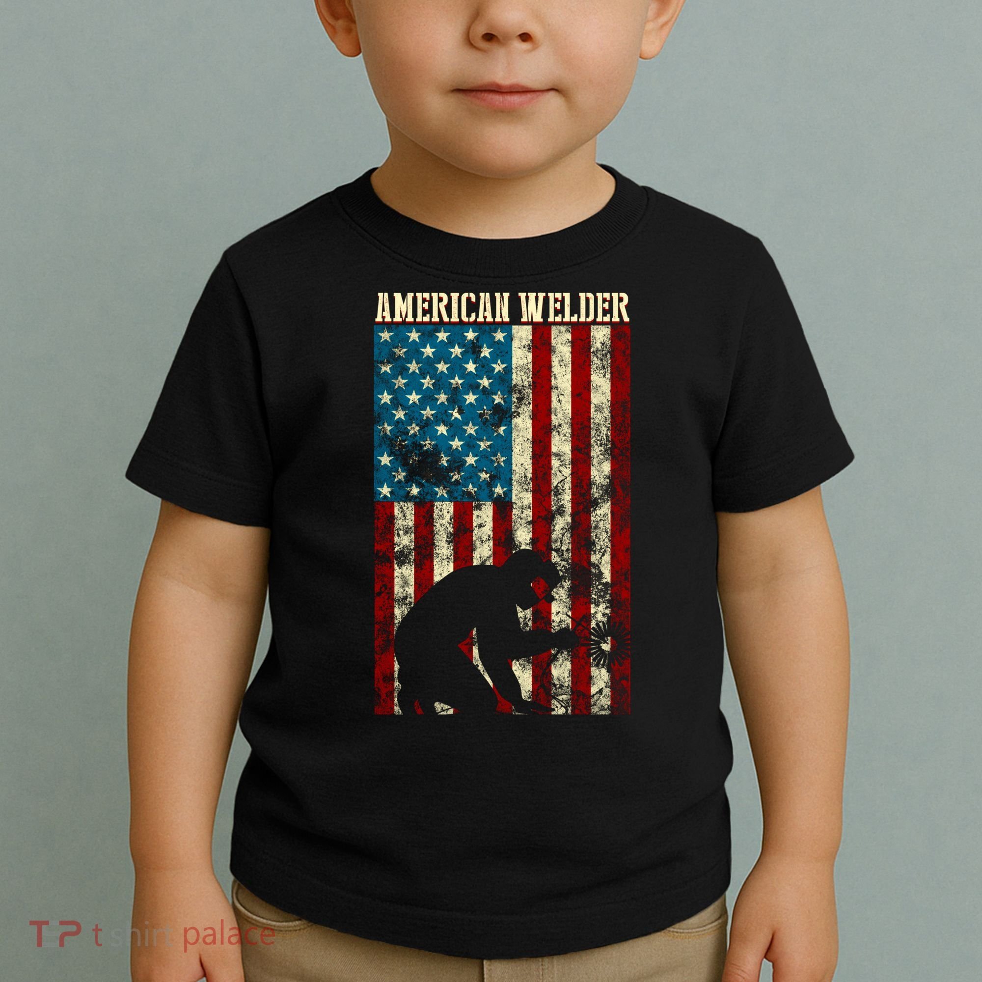 Welding Patriotic Distressed Usa American Flag Gift Welder Gift Toddler T-Shirt