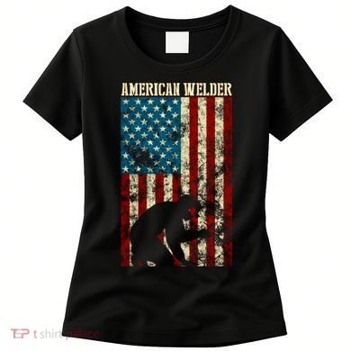 Welding Patriotic Distressed Usa American Flag Gift Welder Gift Women's T-Shirt