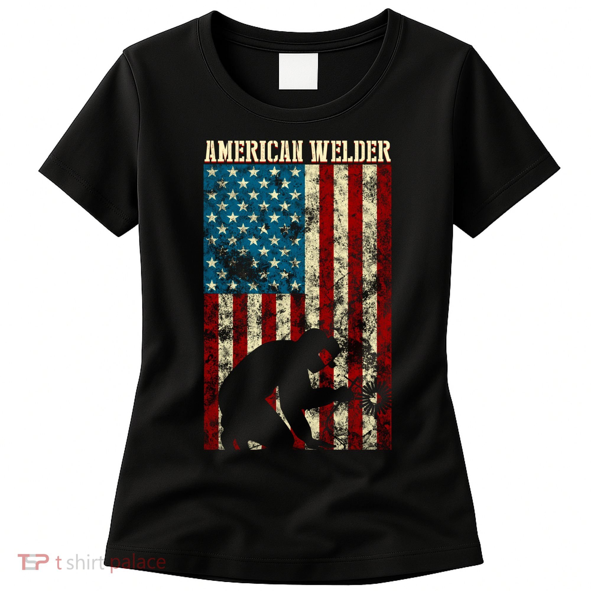 Welding Patriotic Distressed Usa American Flag Gift Welder Gift Women's T-Shirt