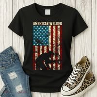 Welding Patriotic Distressed Usa American Flag Gift Welder Gift Women's T-Shirt thumb 3