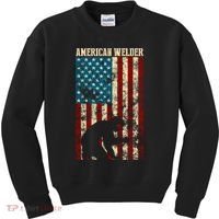 Welding Patriotic Distressed Usa American Flag Gift Welder Gift Kids Sweatshirt thumb 0