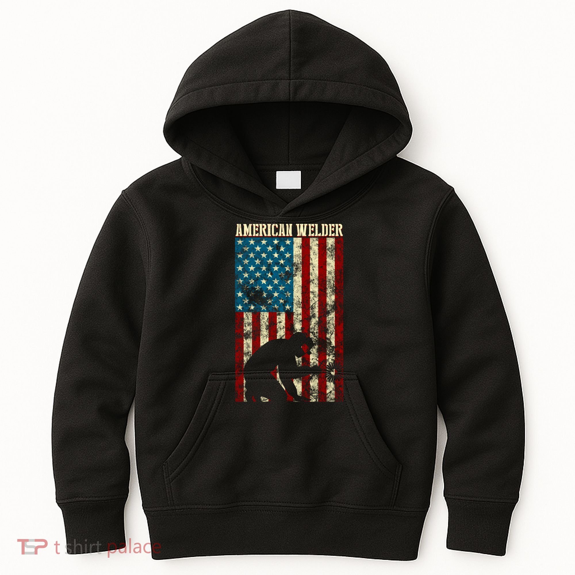Welding Patriotic Distressed Usa American Flag Gift Welder Gift Kids Hoodie