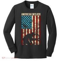 Welding Patriotic Distressed Usa American Flag Gift Welder Gift Kids Long Sleeve Shirt thumb 0