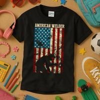 Welding Patriotic Distressed Usa American Flag Gift Welder Gift Kids T-Shirt thumb 3
