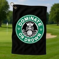 Water Polo Dominate Or Drown Cute Funny Parody Water Sport Golf Towel thumb 1
