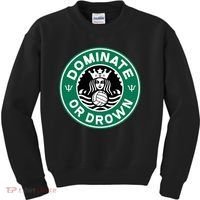 Water Polo Dominate Or Drown Cute Funny Parody Water Sport Kids Sweatshirt thumb 0