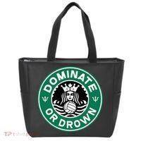 Water Polo Dominate Or Drown Cute Funny Parody Water Sport Tote Bag thumb 0