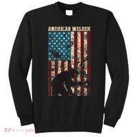 Welding Patriotic Distressed USA American Flag Gift Welder Sweatshirt thumb 0