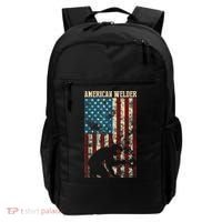Welding Patriotic Distressed USA American Flag Gift Welder Backpack thumb 0