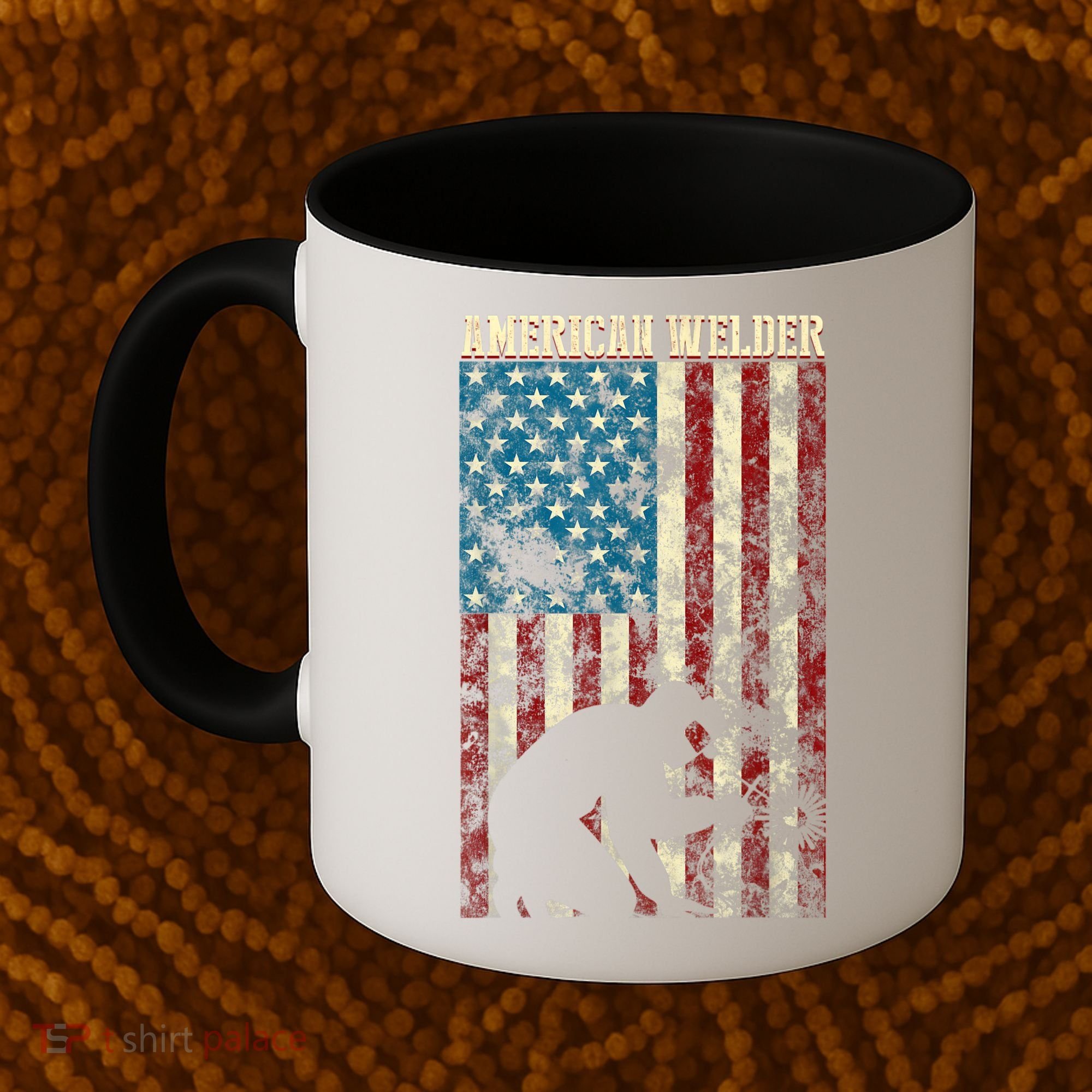 Welding Patriotic Distressed USA American Flag Gift Welder Coffee Mug