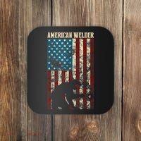 Welding Patriotic Distressed USA American Flag Gift Welder Coaster thumb 0
