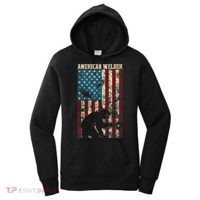 Welding Patriotic Distressed USA American Flag Gift Welder Women's Hoodie